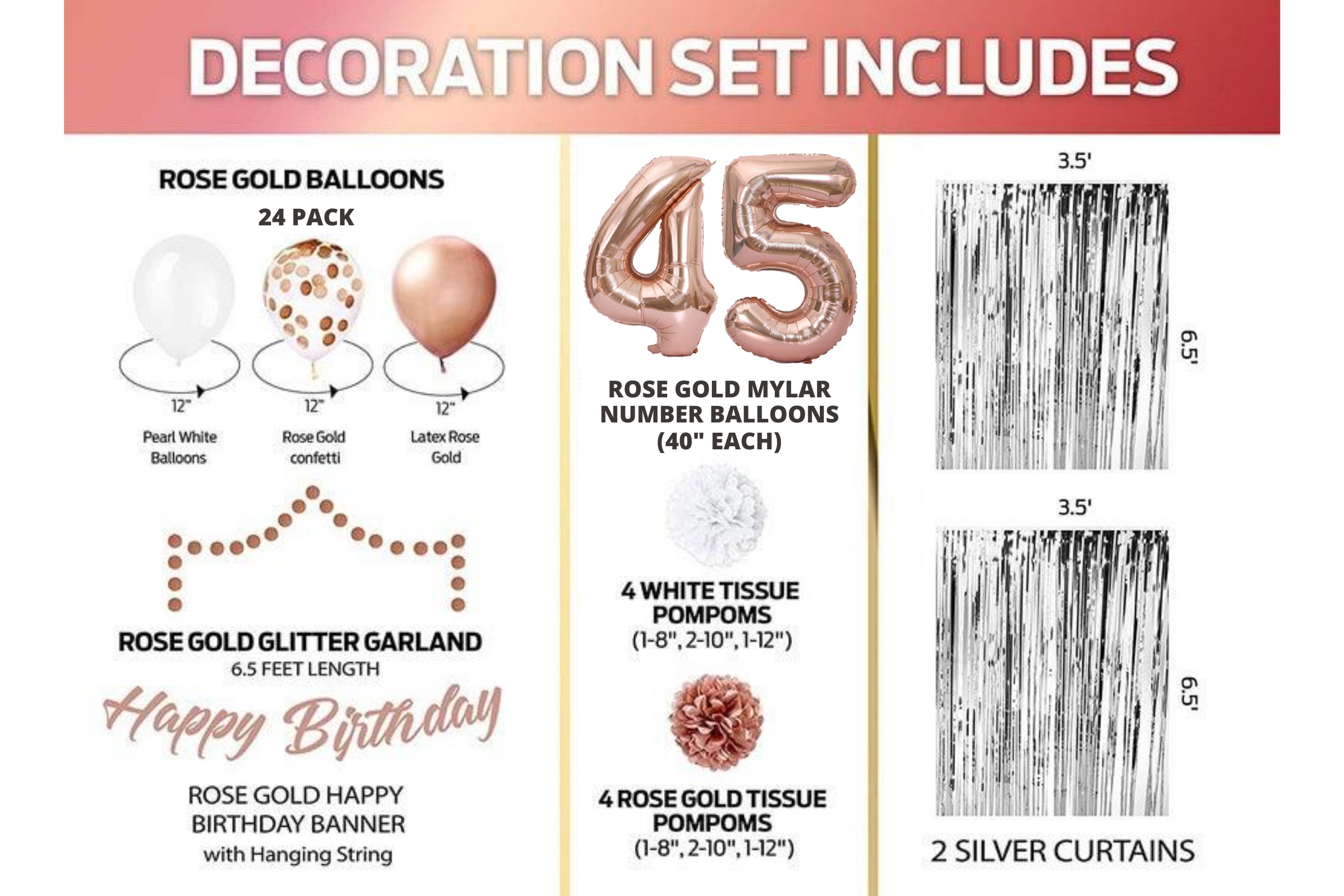 45. Geburtstag Deko In Roségold – Ballons, Banner & Torten-Topper Für Die Perfekte Mottoparty
