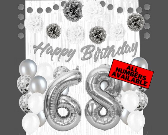 Lot De 25 Ballons Argentés « Happy Birthday » Avec Ballons En Latex, Bannière « Happy Birthday » Argentée, Décorations De Fête D'anniversaire Pour