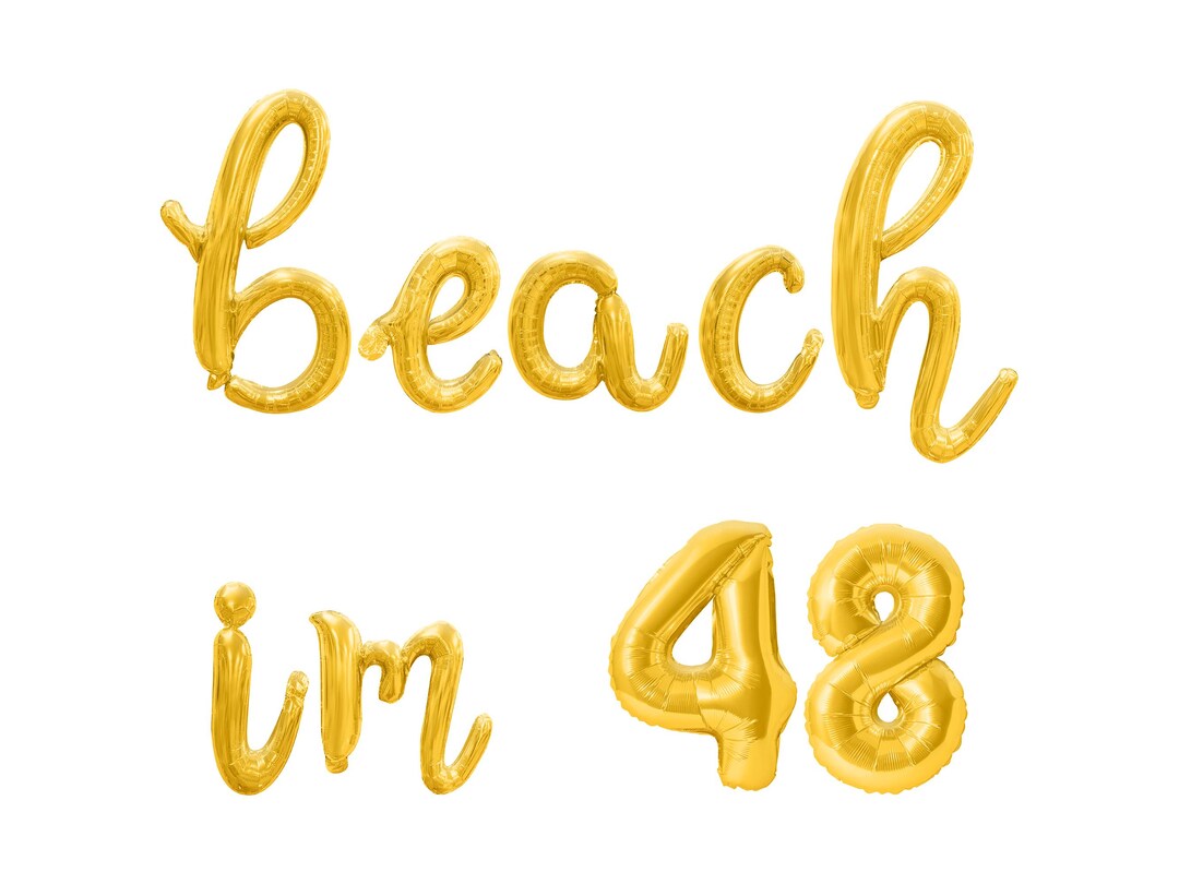BEACH IM 48 Cursive Script Letter Balloon Banner - Gold, Rose Gold ...
