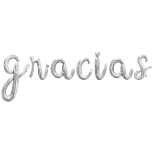 Banner de globos con letras cursivas "GRACIAS" - Dorado, oro rosa y plateado - Decoraciones para fiestas de agradecimiento a los maestros - Suministros para fiestas de agradecimiento a los maestros