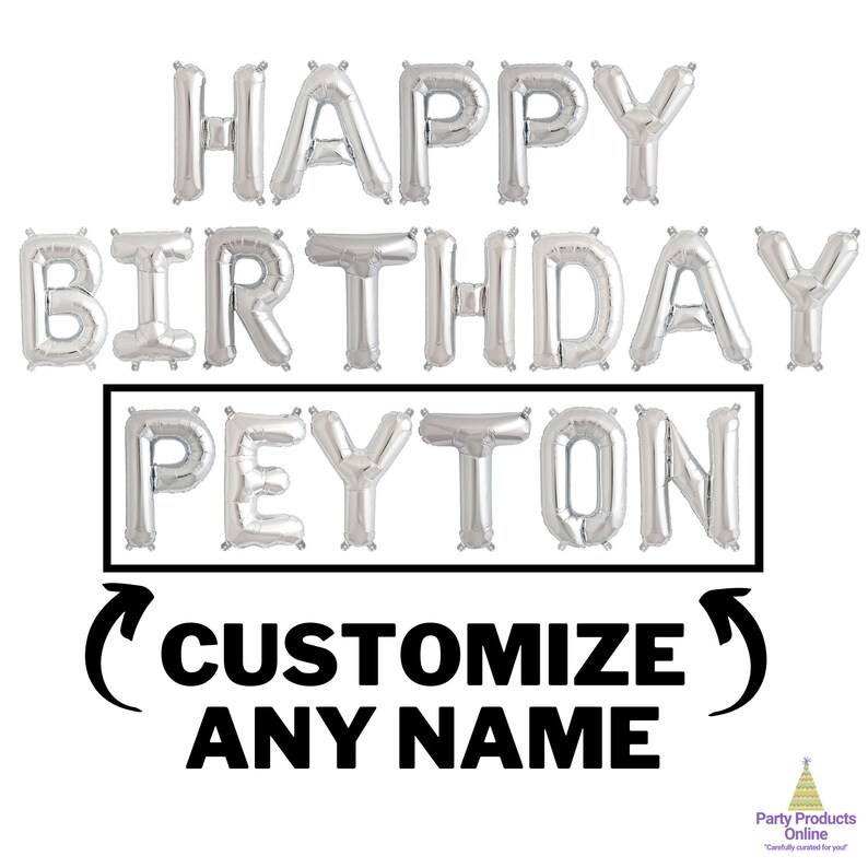 Happy Birthday Balloon Banner W/ Custom Name Letter Balloons Etsy