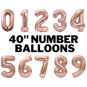 40 Inch Rose Gold Jumbo Number Balloons Huge Giant Foil Mylar Number Balloons for Birthday Party or Photo Shoot Self-Sealing Balloons image 1