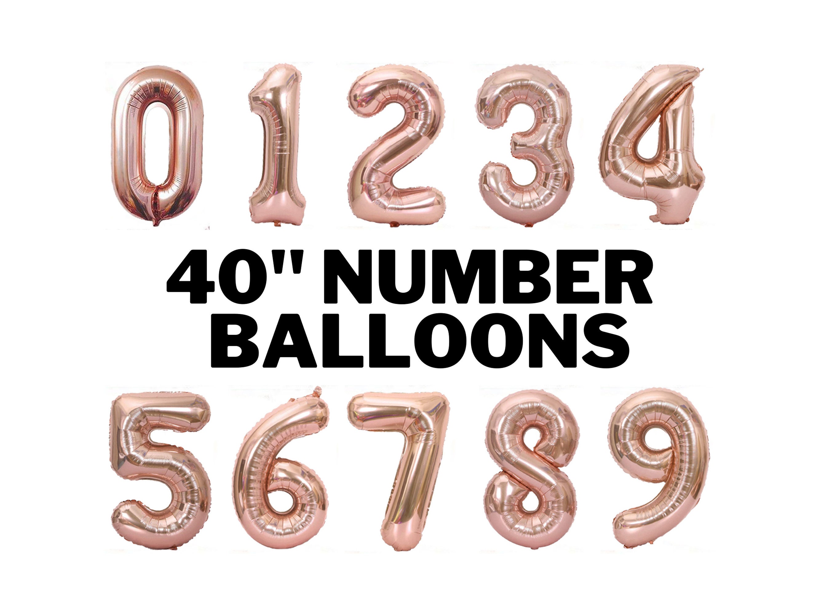 40 inch rose 2024 gold number balloons