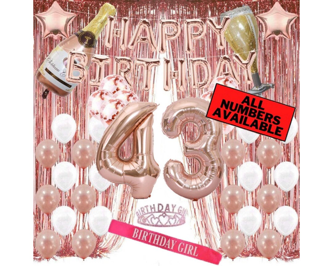 Stuff4 43° Biglietto Auguri Compleanno per Donne - Palloncini Glitter Rosa Viola - Cartoline di Buon Compleanno per 43 Anni Donna Figlia Sorella Zia, 145mm Quarantatre Compleanno