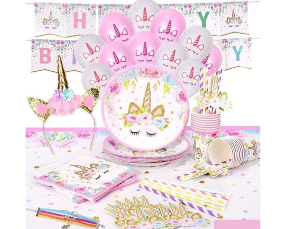 Unicorn Birthday Decorations Set for 16 Unicorn Party Decorations & Unicorn  Party Supplies Unicorn Theme Decorations Unicorn Party Set 