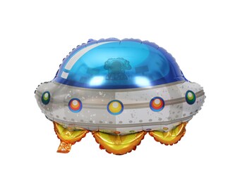32" Flying Saucer Space Ship Balloon - UFO Outer Space Party - Transportation Birthday - Foil Balloon - Birthday Party - Space Ship