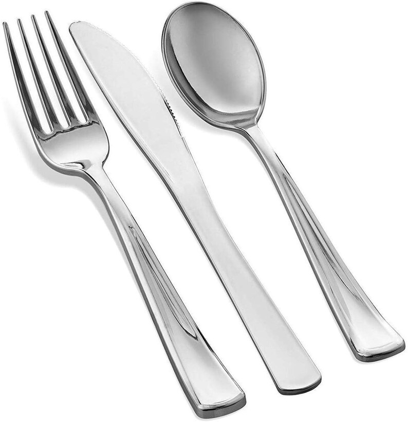 600 Piece Silver Dinnerware Set 200 Silver Rim Plates 300 Etsy