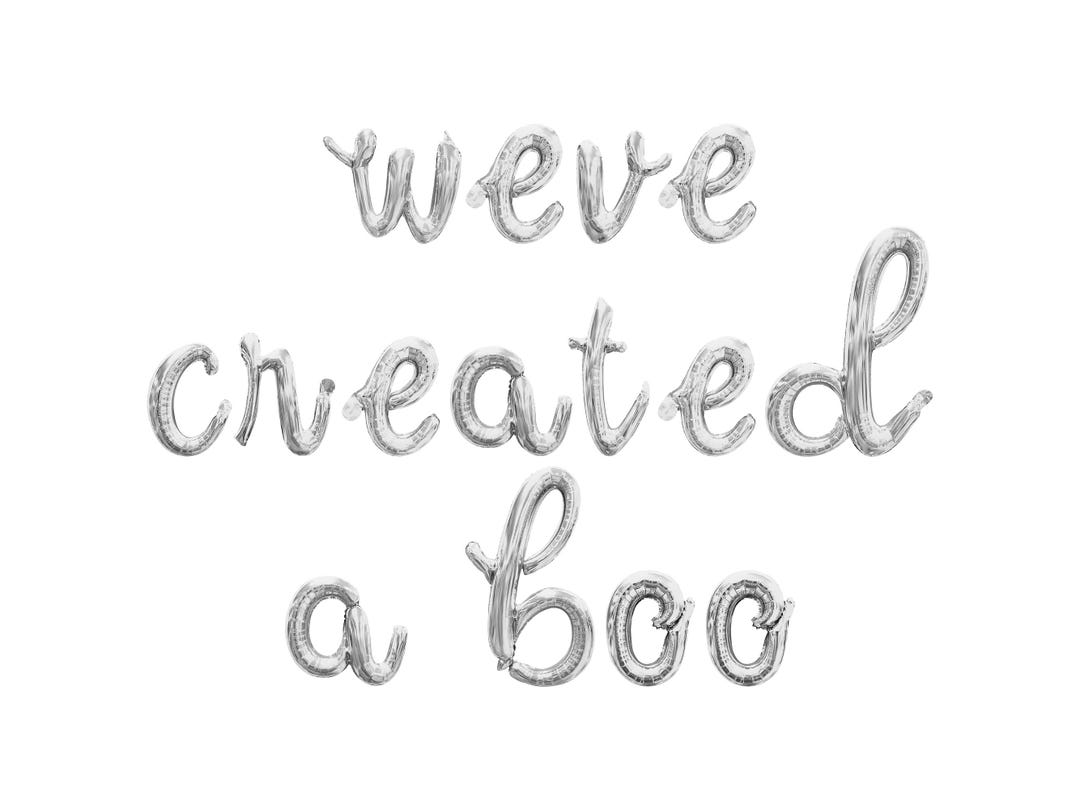 WEVE CREATED A BOO Cursive Letter Balloon Banner - Gold, Rose Gold ...