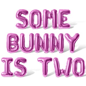 Some Bunny is Two Letter Balloon Banner - 10 Color Options - 2nd ...