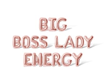 Big Boss Lady Energy Letter Balloon Banner - 10 Color Options - Boss Day Party Decorations - 16" Balloons Party Supply Work Office Decors