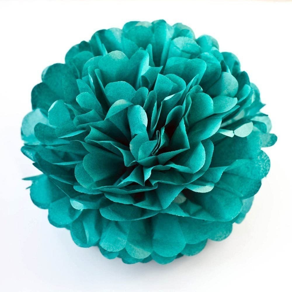 Teal and Gold Party Decorations for Women Tissue Pom Poms and Polka Dot  Fans Birthday Party Supplies 