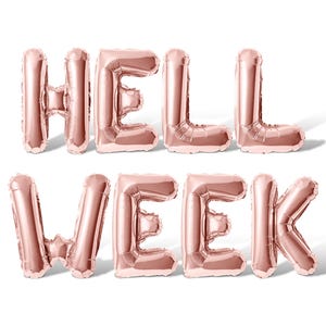 HELL WEEK Letter Balloon Banner - 10 Color Options - Hell Week Party Decorations - 16" Balloons Party Supply DIY Decor