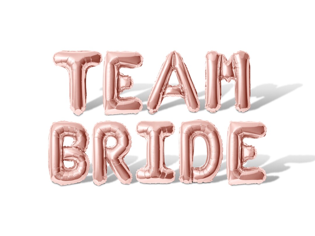 TEAM BRIDE Letter Balloon Banner - Gold, Rose Gold, Silver, Black, Blue ...
