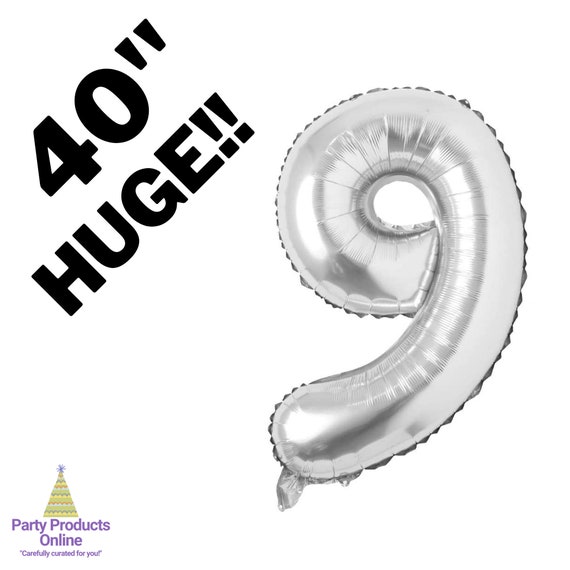 40 Inch Silver Jumbo Number Balloons Huge Giant Foil Mylar Number