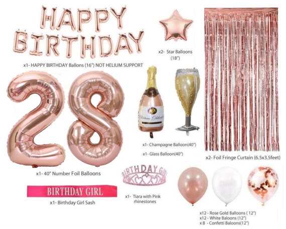 Sweet 16 Birthday Decorations Kit – Rainbow Number 16 Balloons, Rose Gold Latex Balloons, Banner, Photo Props
