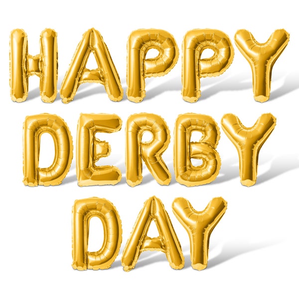 HAPPY DERBY DAY Letter Balloon Banner - 10 Color Options - Kentucky Derby Party Decorations - 16" Balloons Horse Racing Party Supplies Decor