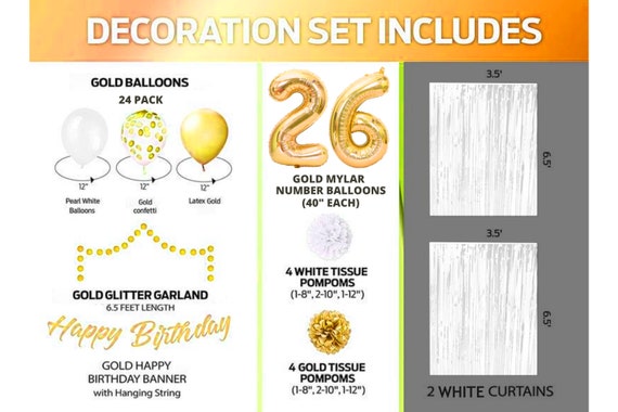 Palloncini Oro Rosa per 26 Anni Compleanno Donna - Decorazione Festa Oro Rosa