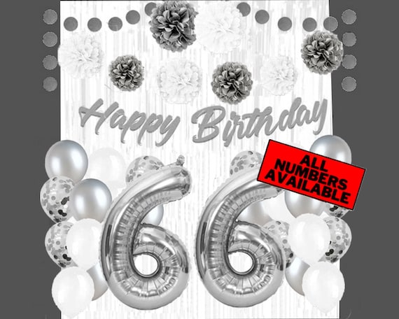 Cartel personalizado de feliz cumpleaños 66, decoraciones de cumpleaños de  66 años, suministros de fiesta para mujeres, oro rosa
