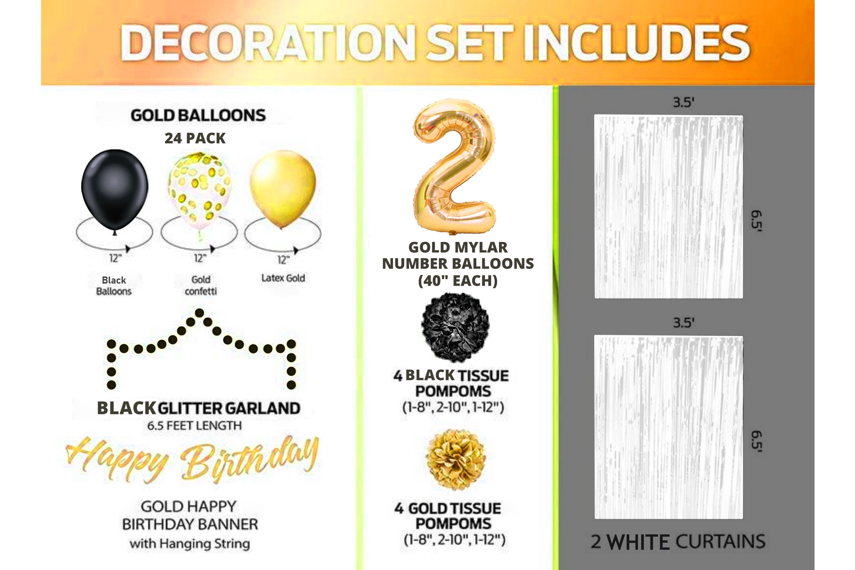 Set di 60 palloncini per compleanno con striscione Happy Birthday
