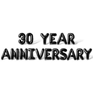 30 YEAR ANNIVERSARY Letter & Number Balloon Banner - 10 Color Options - 30th Year Anniversary Party Decorations - 16&quot; Balloons Party Supply