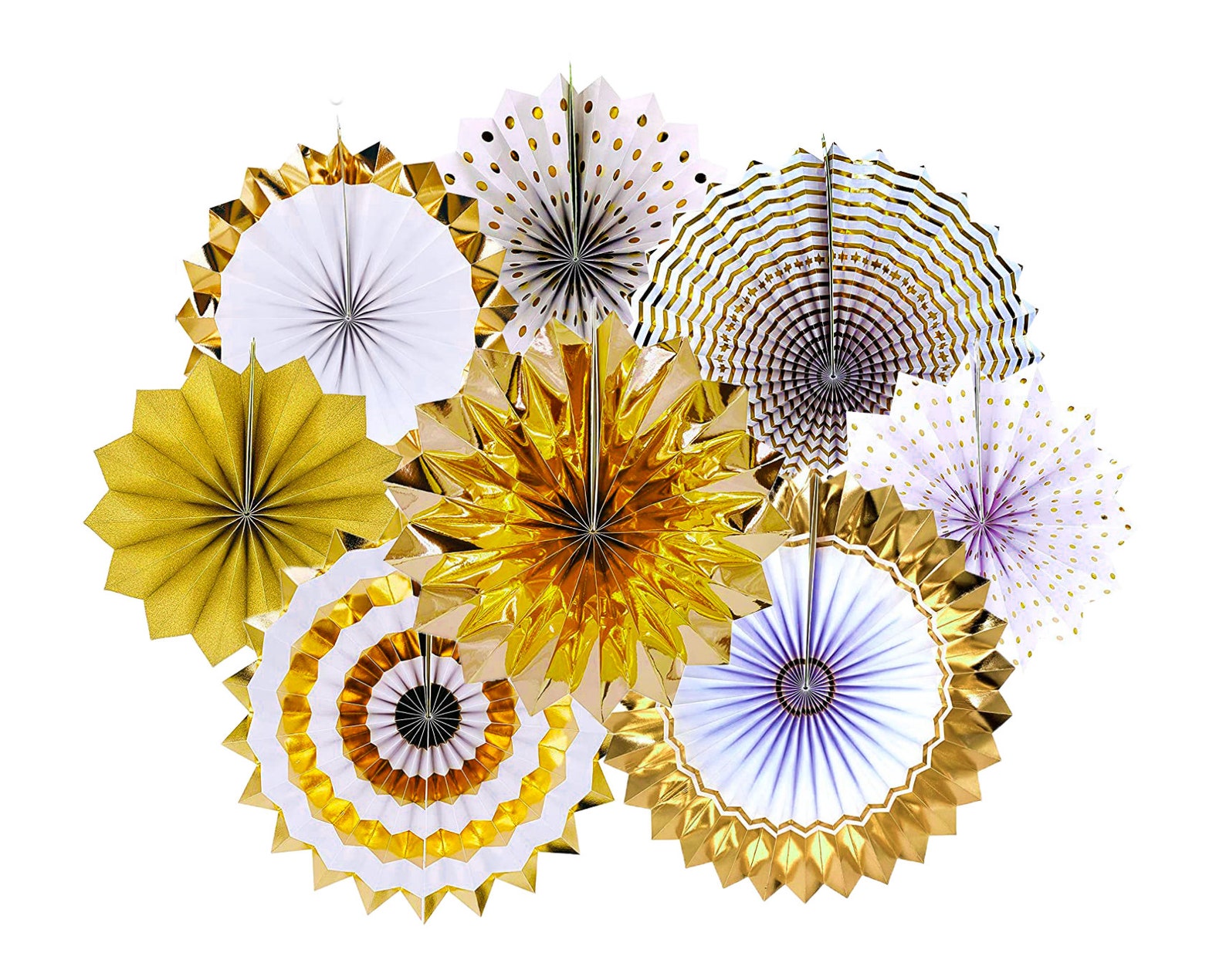 Silver Party Hanging Paper Fans Decoration Set for Weddings Etsy