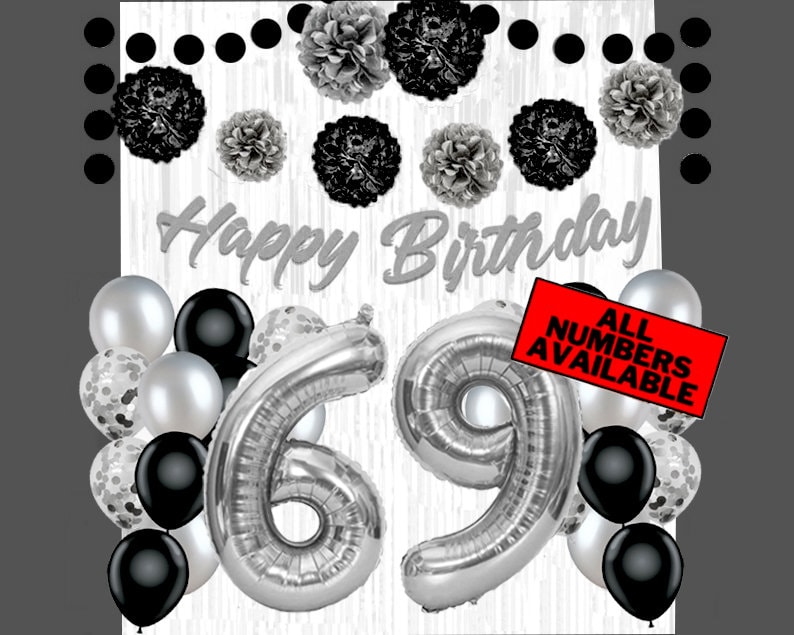 40 Inch Black Foil 69th Birthday Balloons - Jumbo Helium Number Balloons For Party Decor