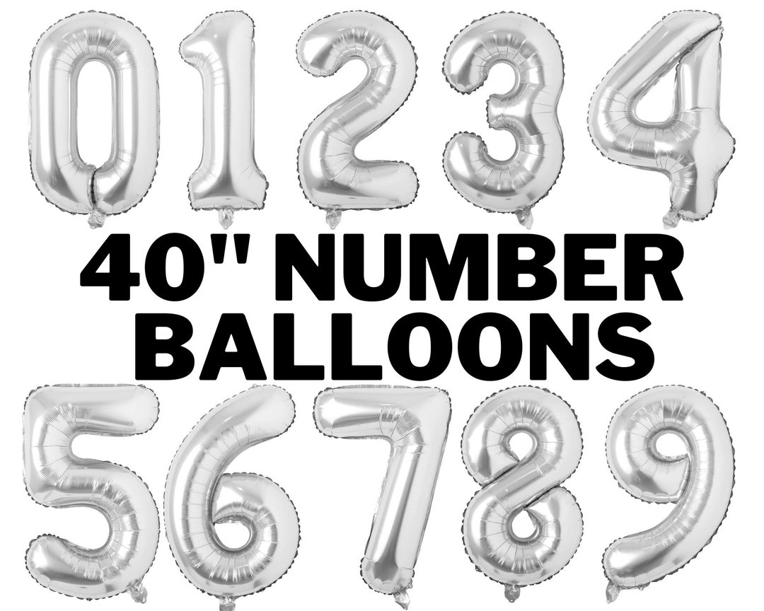 40 Inch Silver Jumbo Number Balloons Huge Giant Foil Mylar Etsy
