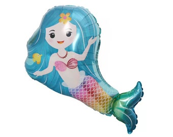 32" Mermaid Balloon - Mermaid Party - Mermaid Birthday - Foil Balloon - Under The Sea Fantasy Party