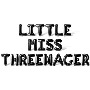 LITTLE MISS THREENAGER Letter Balloon Banner - 10 Color Options - 3rd Birthday Party Decorations - Children's Party Decor For Toddler Girls