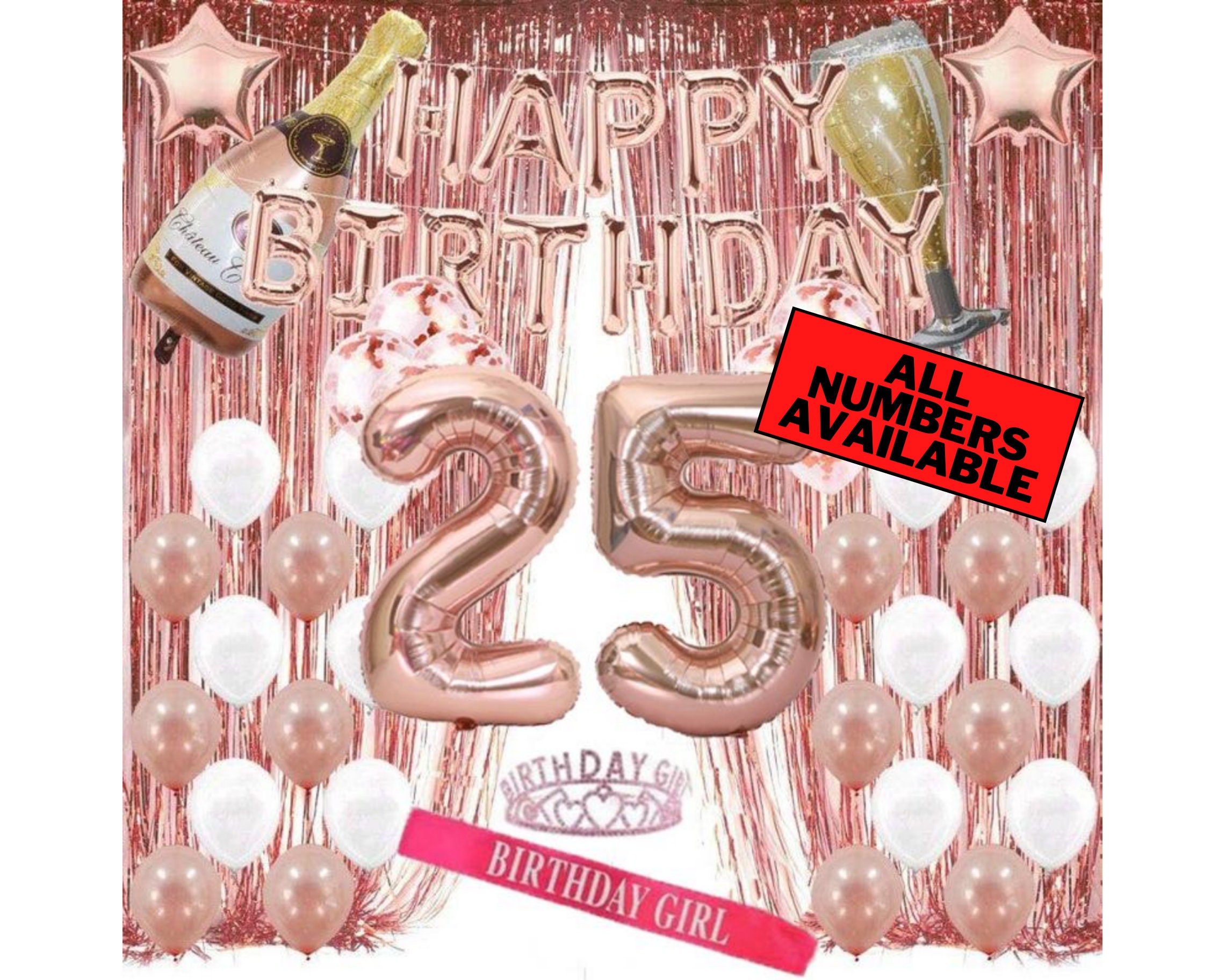 Striscione 25 Anni Oro Rosa - Poster Tessuto 150x90cm Per Decorazione Compleanno Donna - 4