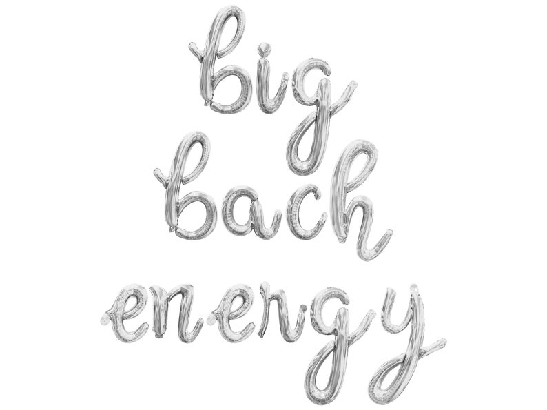 Energy Cursive BIG BACH ENERGY Cursive Letter Balloon Banner - Gold, Rose Gold ...