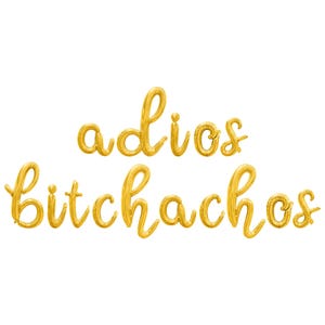 ADIOS BITCHACHOS Cursive Script Letter Balloon Banner - Gold, Rose Gold & Silver - Goodbye Party Decorations - Farewell Party Supply Decor