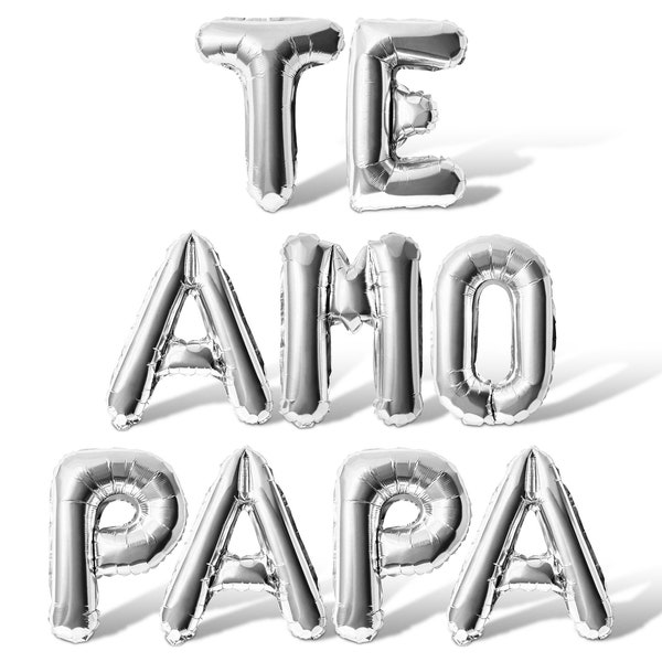 TE AMO PAPA Letter Balloon Banner - 10 Color Options - Father's Day Party Decorations - 16" Balloons Birthday Party Supplies Decor