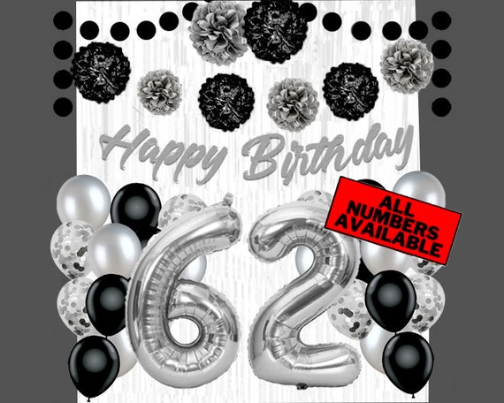 Schwarz-Weiß Ballon Geburtstagsdeko-Set – Mit Banner, Konfetti-Ballons & Wimpel – Für 16., 18., 21. Oder 50. Geburtstag