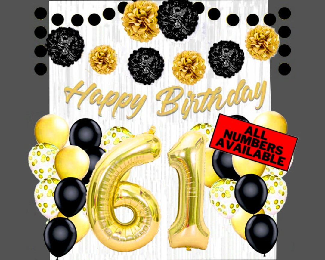Gold & Black 61st Birthday Decorations for Women - 40