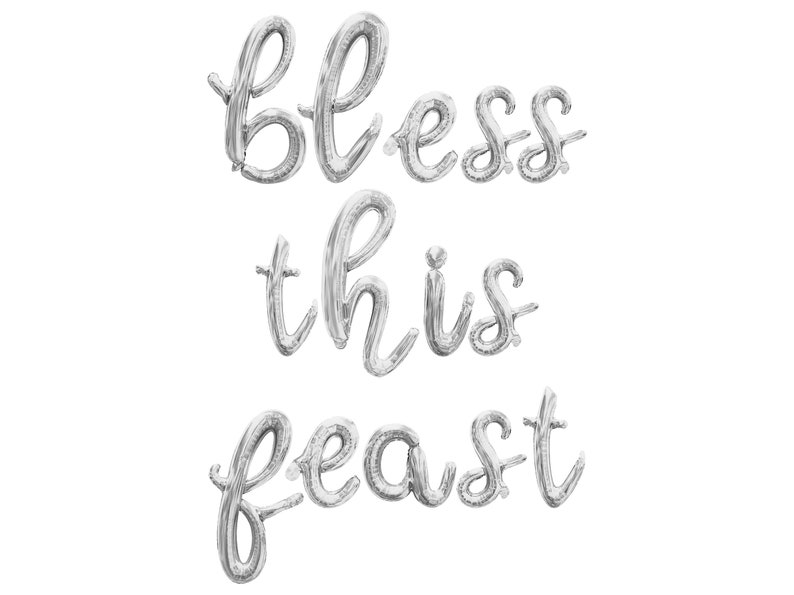 BLESS THIS FEAST Cursive Letter Balloon Banner - Gold, Rose Gold ...