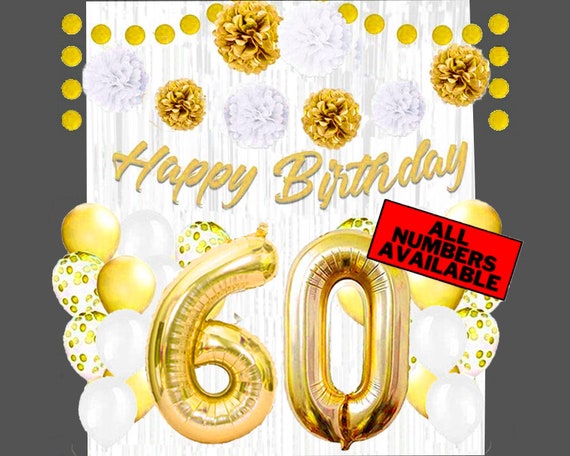 40 Inch Gold 60 Number Balloons - Foil Crown Balloons For Birthday & Anniversary Parties