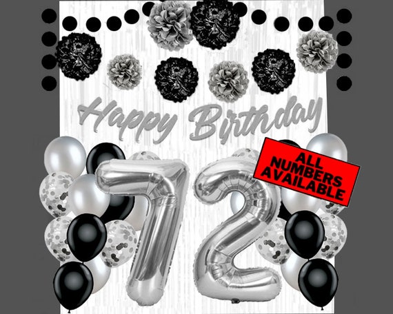 Silver & Black 72 compleanno Decorazioni per donna 40 Numero