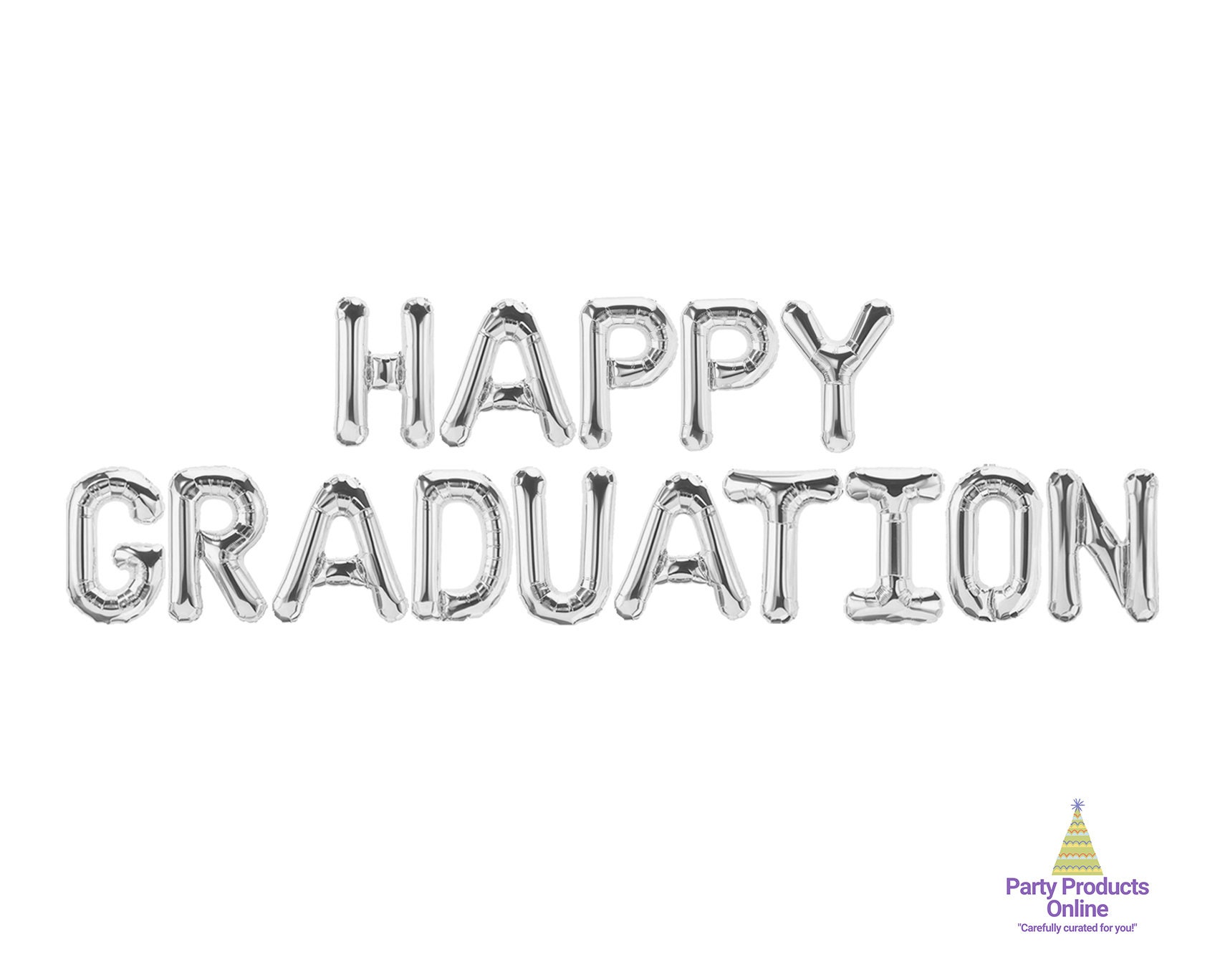 HAPPY GRADUATION Letter Balloon Banner - Gold, Rose Gold, Silver, Black ...