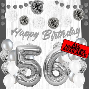 Gold & White 56th Birthday Decorations for Women - 40