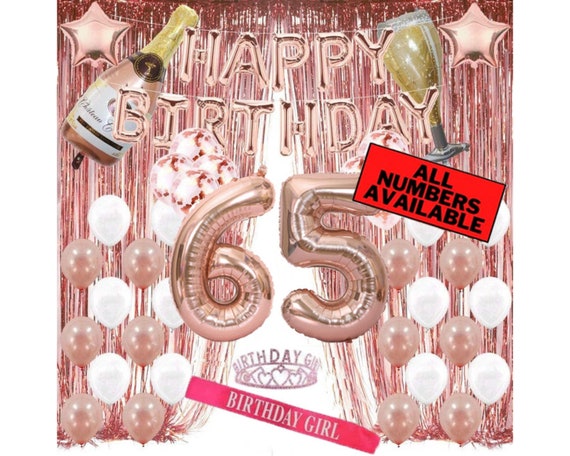 65. Geburtstag Dekoration Set Für Frauen – Rose Gold Krone & Schärpe Mit Perlennadel