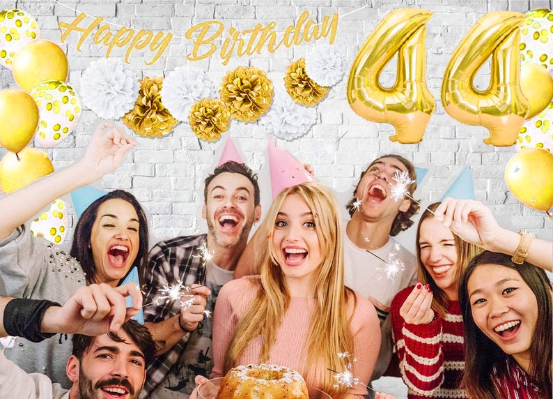 40 Inch Gold Foil 44th Birthday Balloons - Jumbo Helium Number Decorations For Parties