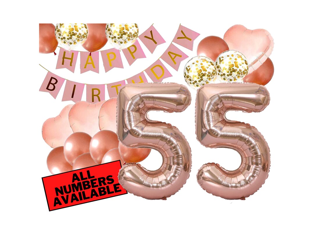 55th Birthday Decorations for Her - Pink and Rose Gold - 55th Birthday ...