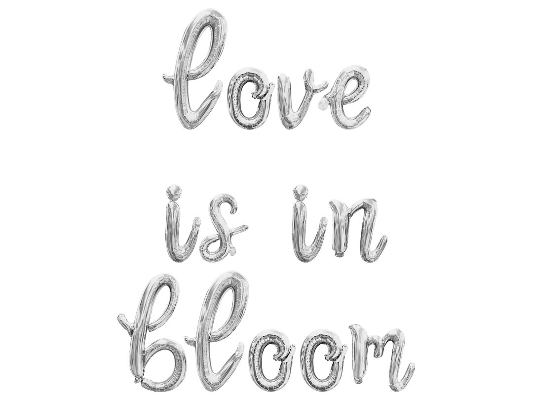 Love is in Bloom Cursive Script Letter Balloon Banner - Gold, Rose Gold ...