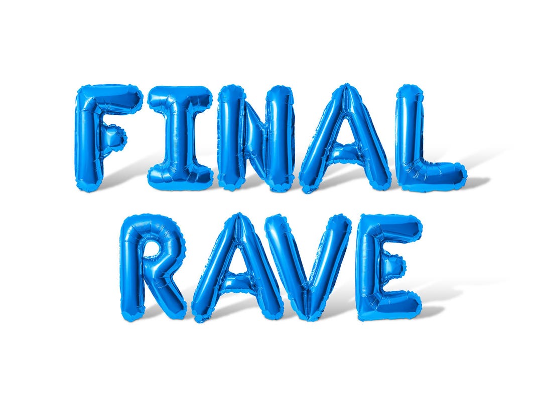 FINAL RAVE Letter Balloon Banner - 10 Color Options - Bachelorette ...