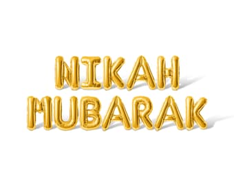 NIKAH MUBARAK Letter Balloon Banner - 10 Color Options - Nikah Party Decorations - 16" Balloons Party Supply Decor For Islamic Marriage