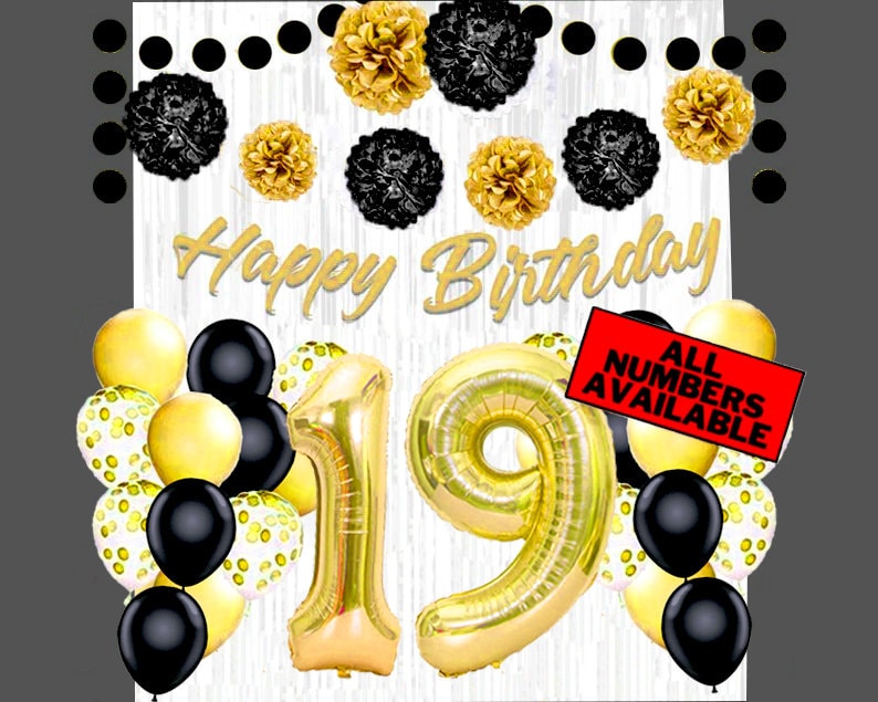 Palloncino per 19° compleanno, decorazione per feste di compleanno, 19 anni, per 19° compleanno, ragazza, ragazzo, decorazione per torta per 19° compleanno, ragazzina, decorazione di compleanno per