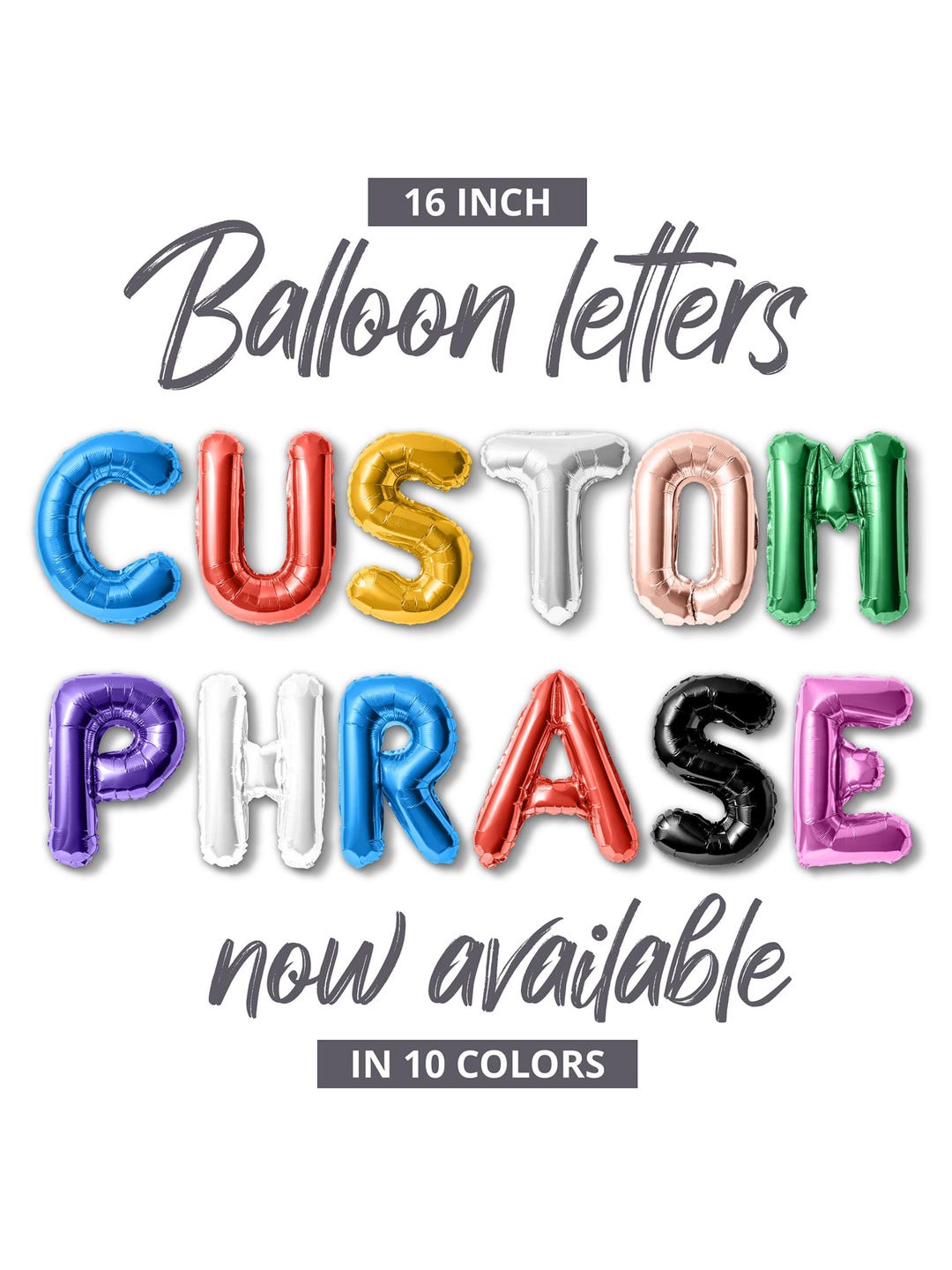 Letter Balloons - 16 Inch Foil Letter & Number Mylar Balloons - Custom ...