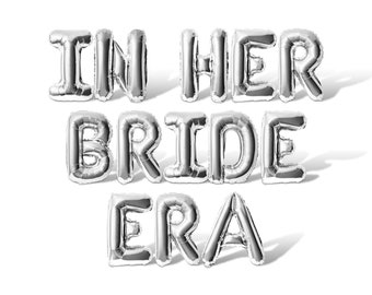 In Her Bride Era Letter Balloon Banner - 10 Color Options - Bachelorette Party Decorations - Bridal Shower Party Supplies 16" Balloons Decor