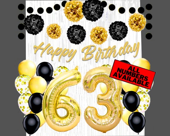Compleanno Decorazioni Striscione, Oro Nero Happy Birthday